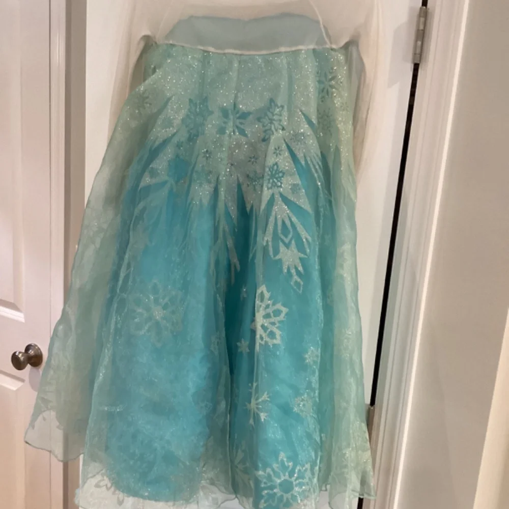 Disney Girl Frozen Costume Size 7 Blue White Sparkle Princess Elsa Snowflakes - Picture 6 of 6